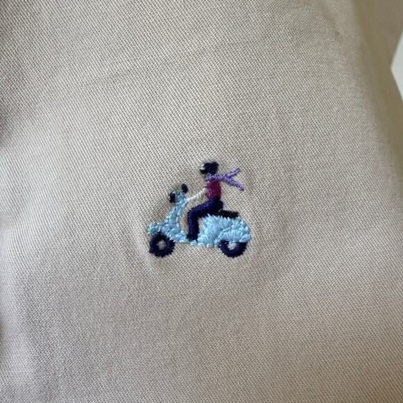 Talbots Women’s 4 Khaki Chino Pants Vespa Allover Embroidery Stretch Preppy EUC - Picture 5 of 10